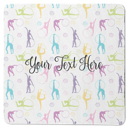 Gymnastics with Name/Text Square Rubber Backed Coaster (Personalized)
