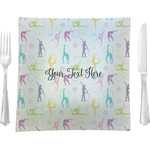 Gymnastics with Name/Text 9.5" Glass Square Lunch / Dinner Plate- Single or Set of 4 (Personalized)