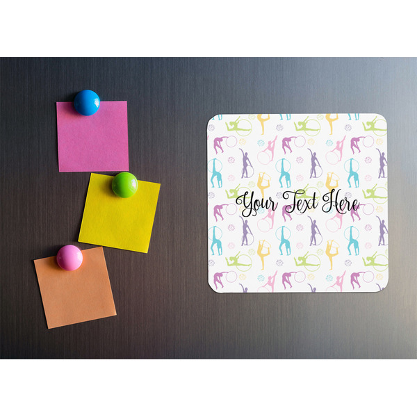 Gymnastics with Name/Text Square Fridge Magnet - LIFESTYLE