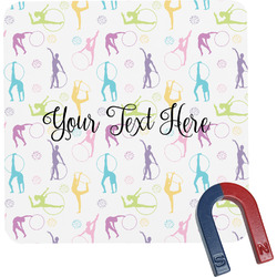 Gymnastics with Name/Text Square Fridge Magnet (Personalized)