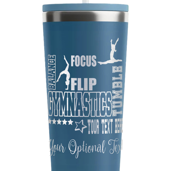 Gymnastics with Name/Text Steel Blue RTIC Everyday Tumbler - 28 oz. - Close Up