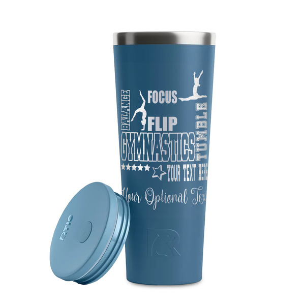Gymnastics with Name/Text Steel Blue RTIC Everyday Tumbler - 28 oz. - Lid Off