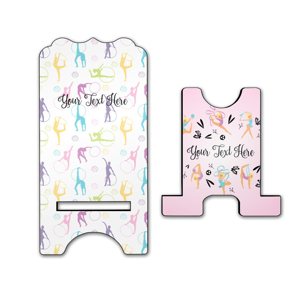Gymnastics with Name/Text Stylized Phone Stand - Front & Back - Large