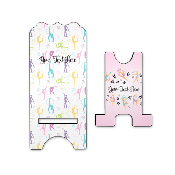 Gymnastics with Name/Text Stylized Phone Stand - Front & Back - Small