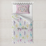 Gymnastics with Name/Text Toddler Bedding Set - With Pillowcase