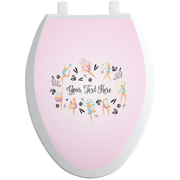 Custom Gymnastics with Name/Text Toilet Seat Decal - Elongated (Personalized)