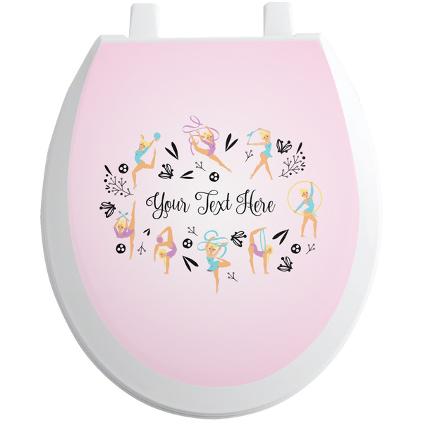 Custom Gymnastics with Name/Text Toilet Seat Decal - Round (Personalized)