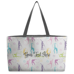 Gymnastics with Name/Text Beach Totes Bag - w/ Black Handles