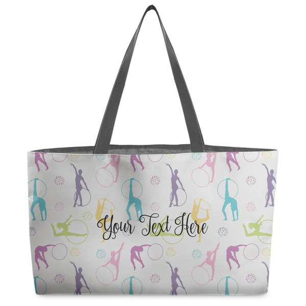 Custom Gymnastics with Name/Text Beach Totes Bag - w/ Black Handles