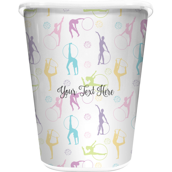 Custom Gymnastics with Name/Text Waste Basket - Double Sided (White) (Personalized)