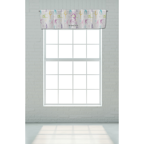 Gymnastics with Name/Text Valance - On window