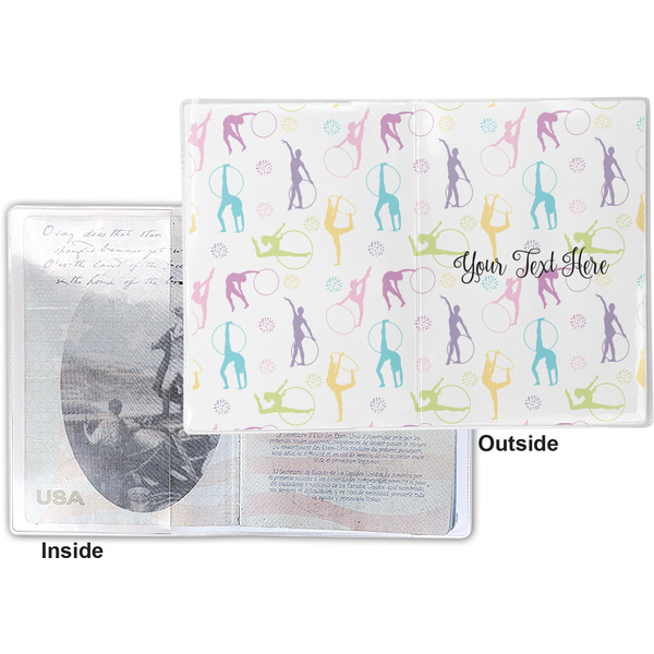 Gymnastics with Name/Text Vinyl Passport Holder - Flat Front and Back