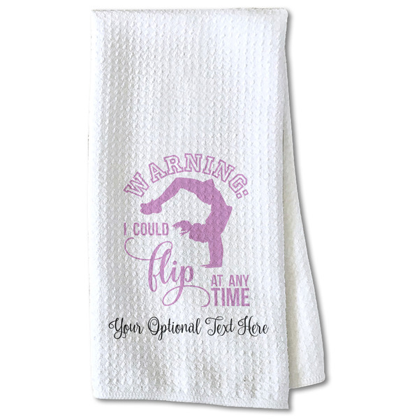 Custom Gymnastics with Name/Text Kitchen Towel - Waffle Weave - Partial Print