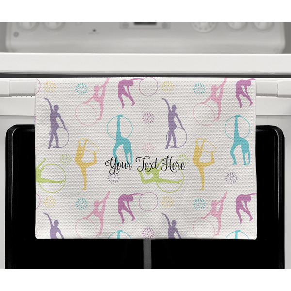 Gymnastics with Name/Text Waffle Weave Towel - Full Color Print - Lifestyle2 Image