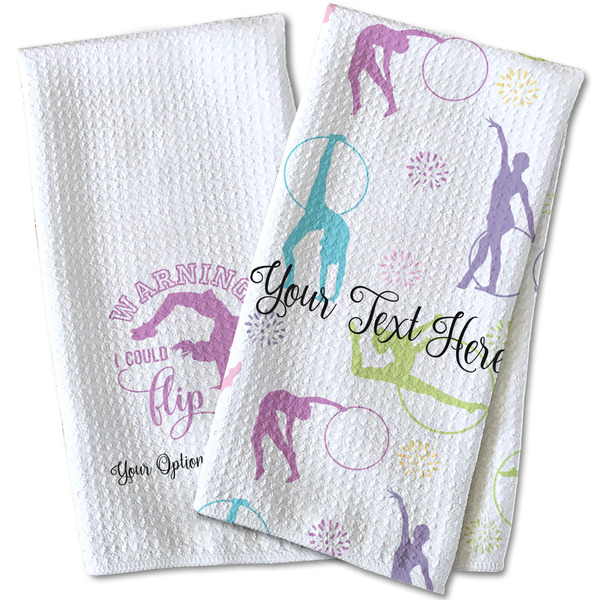Gymnastics with Name/Text Waffle Weave Towels - Two Print Styles