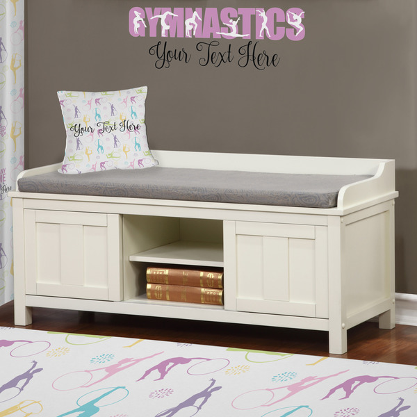 Gymnastics with Name/Text Wall Name Decal Above Storage bench