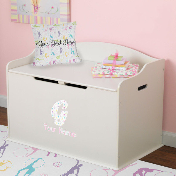 Gymnastics with Name/Text Wall Name & Initial Small on Toy Chest