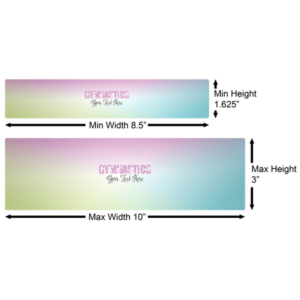 Gymnastics with Name/Text Water Bottle Labels w/ Dimensions