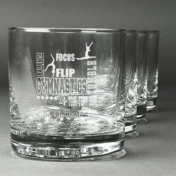 Custom Gymnastics with Name/Text Whiskey Glasses (Set of 4) (Personalized)