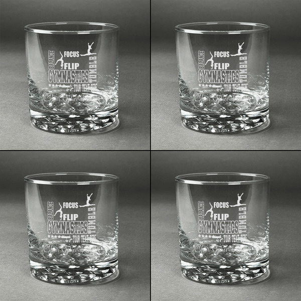 Gymnastics with Name/Text Whiskey Glasses - Set of 4 all Engraved