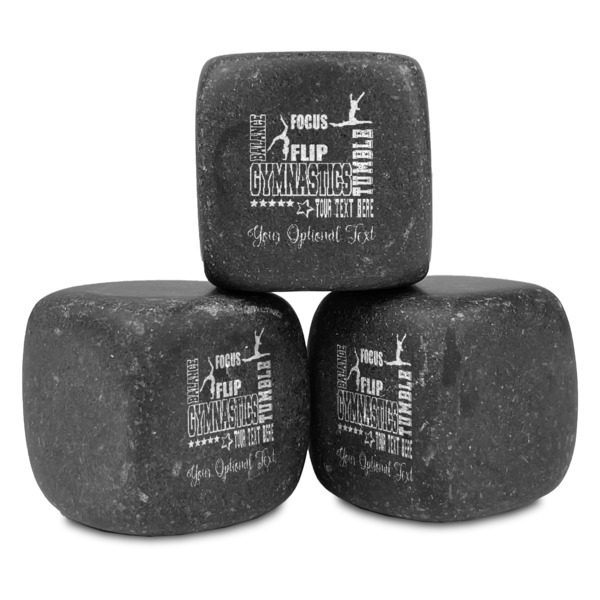 Custom Gymnastics with Name/Text Whiskey Stone Set - Set of 3