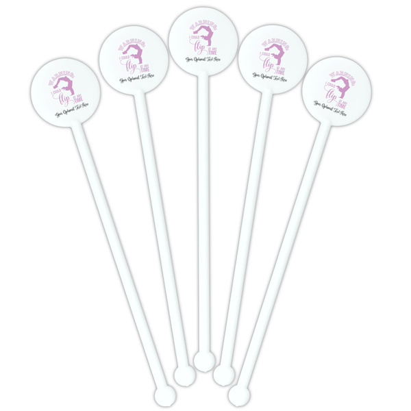 Gymnastics with Name/Text White Plastic 5.5" Stir Stick - Fan View