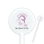 Gymnastics with Name/Text 5.5" Round Plastic Stir Sticks - White - Single Sided