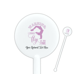 Gymnastics with Name/Text 5.5" Round Plastic Stir Sticks - White - Single Sided