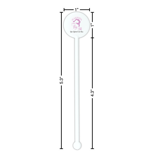 Gymnastics with Name/Text White Plastic 5.5" Stir Stick - Round - Dimensions