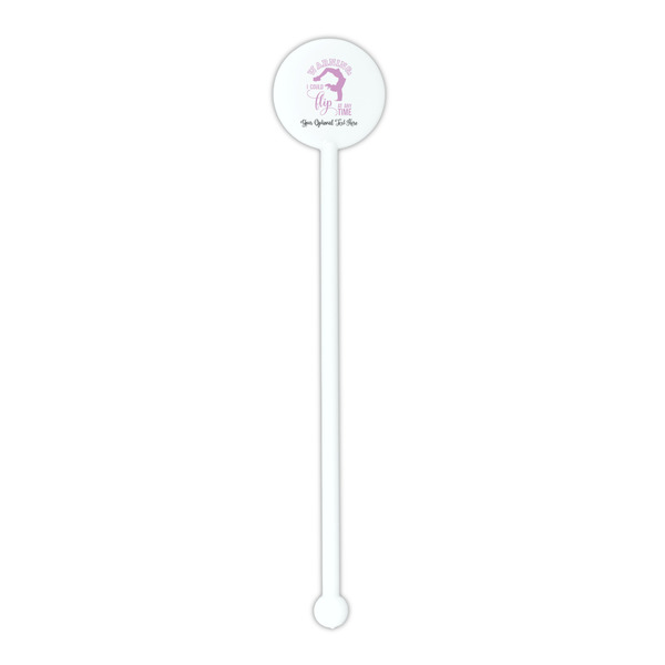 Gymnastics with Name/Text White Plastic 5.5" Stir Stick - Round - Single Stick