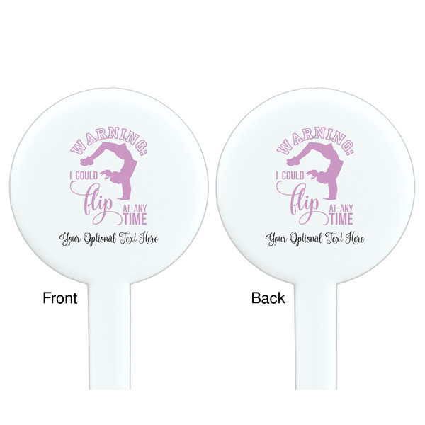 Gymnastics with Name/Text White Plastic 7" Stir Stick - Double Sided - Round - Front & Back