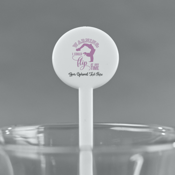 Gymnastics with Name/Text White Plastic 7" Stir Stick - Round - Main