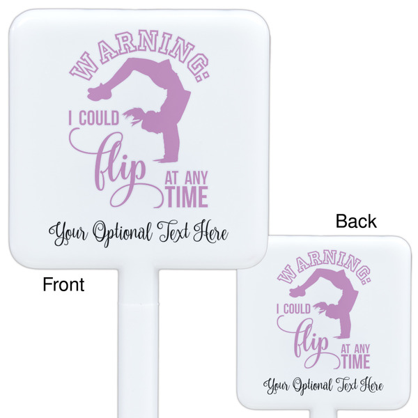 Gymnastics with Name/Text White Plastic Stir Stick - Double Sided - Approval