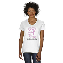 Gymnastics with Name/Text Women's V-Neck T-Shirt - White