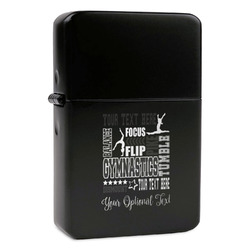 Gymnastics with Name/Text Windproof Lighter - Black - Double Sided & Lid Engraved