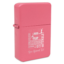 Gymnastics with Name/Text Windproof Lighter - Pink - Single Sided & Lid Engraved