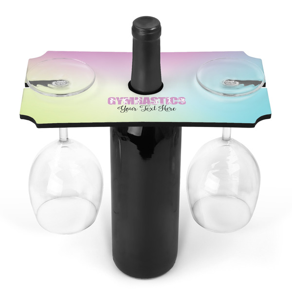 Custom Gymnastics with Name/Text Wine Bottle & Glass Holder (Personalized)