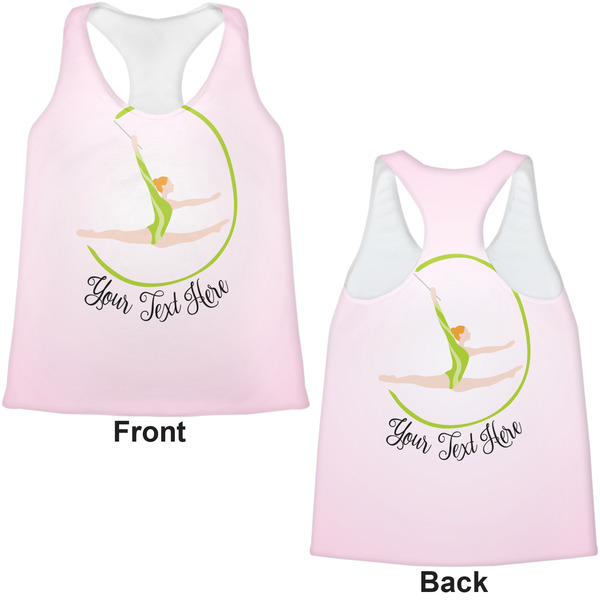 Gymnastics with Name/Text Womens Racerback Tank Tops - Medium - Front and Back