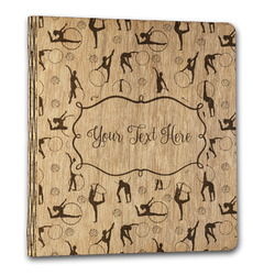 Gymnastics with Name/Text Wood 3-Ring Binder - 1" Letter Size