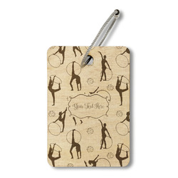 Gymnastics with Name/Text Wood Luggage Tag - Rectangle