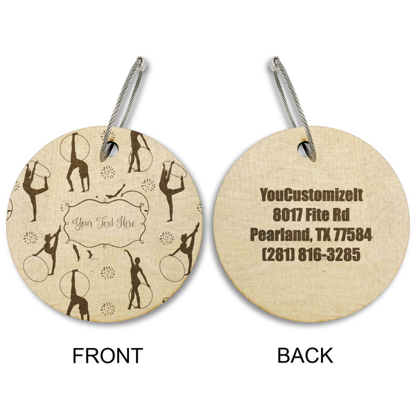 Gymnastics with Name/Text Wood Luggage Tags - Round - Approval