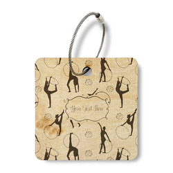 Gymnastics with Name/Text Wood Luggage Tag - Square