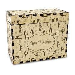 Gymnastics with Name/Text Wood Recipe Box - Laser Engraved