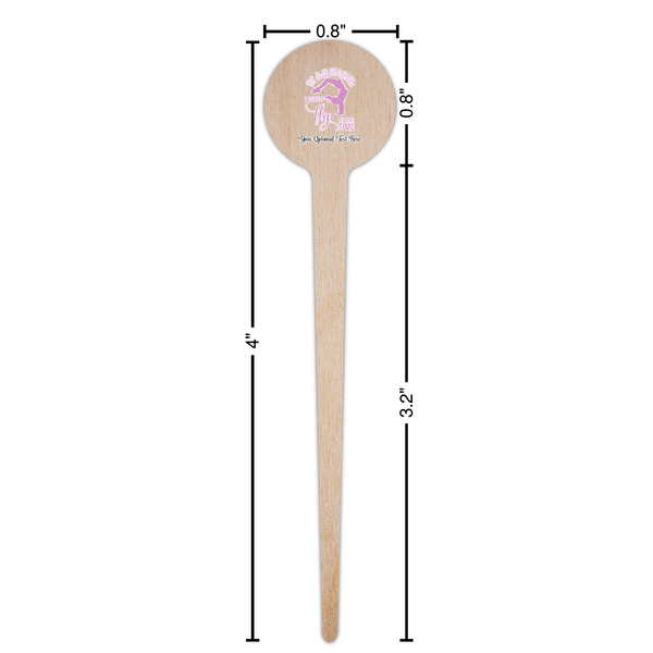 Gymnastics with Name/Text Wooden 4" Food Pick - Round - Dimensions
