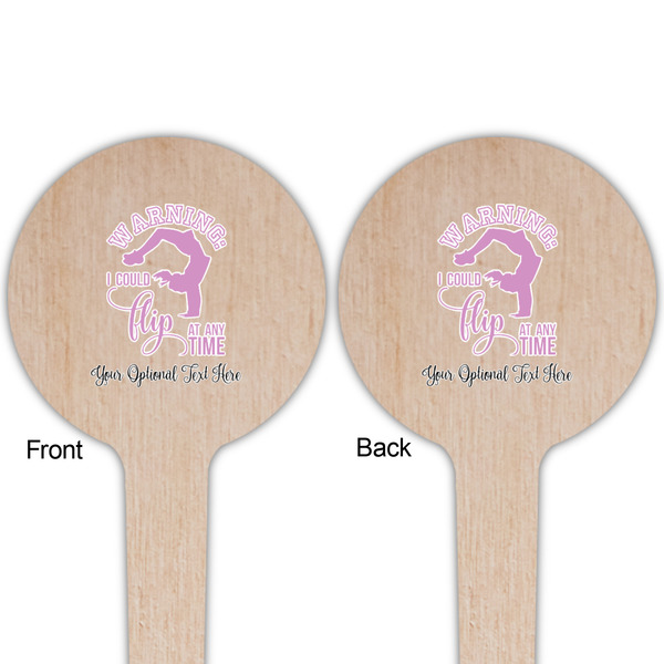 Gymnastics with Name/Text Wooden 4" Food Pick - Round - Double Sided - Front & Back