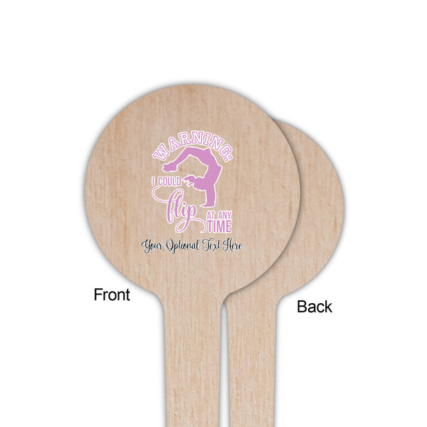 Gymnastics with Name/Text Wooden 4" Food Pick - Round - Single Sided - Front & Back