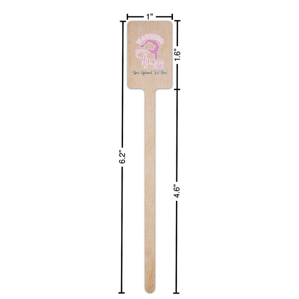 Gymnastics with Name/Text Wooden 6.25" Stir Stick - Rectangular - Dimensions