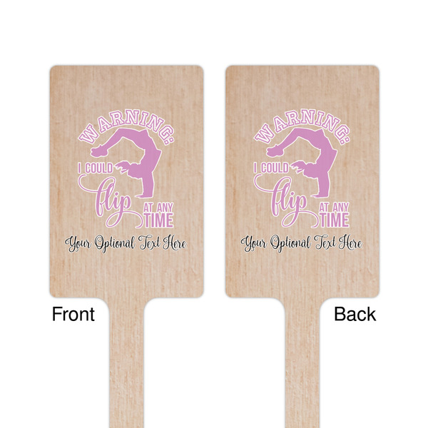 Gymnastics with Name/Text Wooden 6.25" Stir Stick - Rectangular - Double Sided - Front & Back