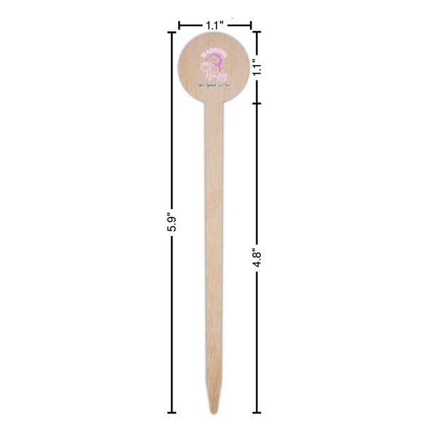 Gymnastics with Name/Text Wooden 6" Food Pick - Round - Dimensions