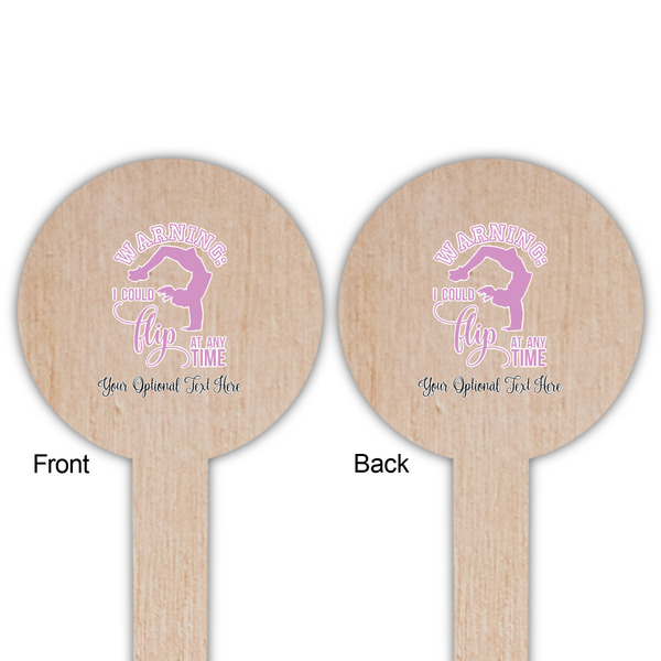 Gymnastics with Name/Text Wooden 6" Food Pick - Round - Double Sided - Front & Back